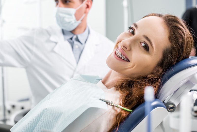 A young woman seeing her orthodontist for a checkup